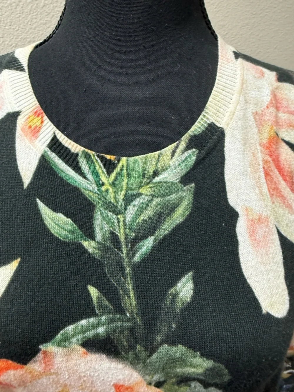Ted Baker Floral Sweater Black Multi Long Sleeve Knit Pullover Top 2